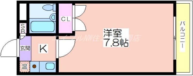 アイブライト(1K/2階)の間取り写真