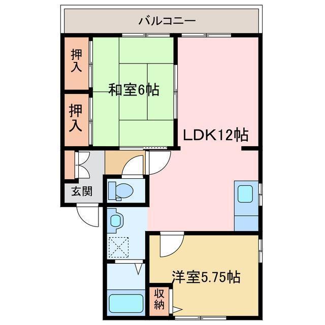 ヴィラ新須賀(2LDK/2階)の間取り写真