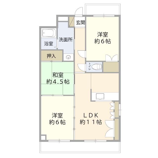 ヴィラ富士(3LDK/2階)の間取り写真