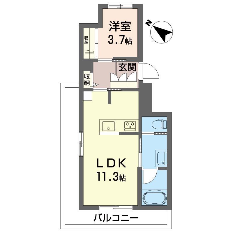 ノルドK(1LDK/3階)の間取り写真