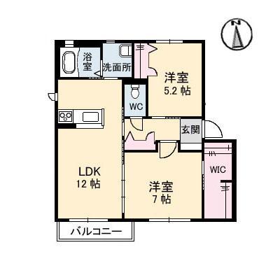 シャーメゾンクラビス(2LDK/2階)の間取り写真