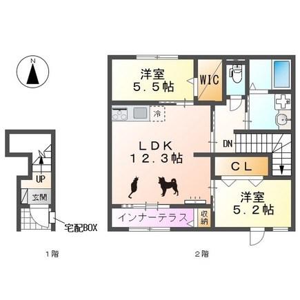 ミルフィーユ(2LDK/2階)の間取り写真