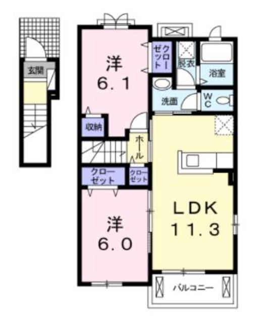 サンフレア(2LDK/2階)の間取り写真