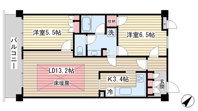マイキャッスル洗足(2LDK/3階)の間取り写真