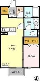 リビングタウン榎戸 A棟(1LDK/2階)の間取り写真