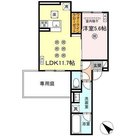 D-ROOM東雲町(1LDK/1階)の間取り写真