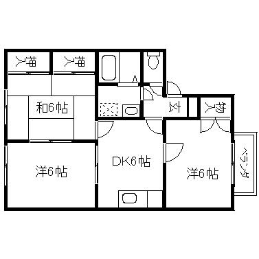クレール上所II(3DK/2階)の間取り写真