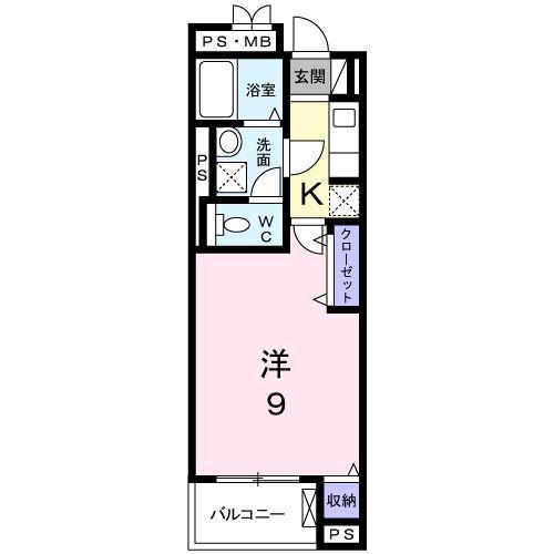 グランソレイユ(1K/4階)の間取り写真