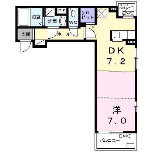 アムール(1DK/3階)の間取り写真