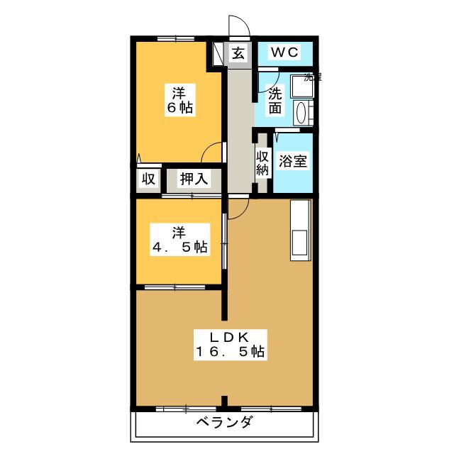 ミューズコートI(2LDK/1階)の間取り写真