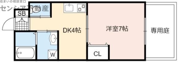 コムフィー(1DK/2階)の間取り写真