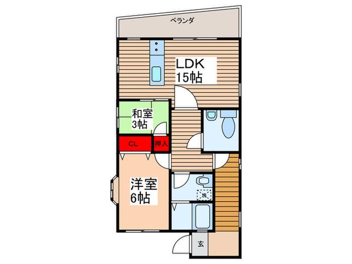 紺屋ビル(2LDK/4階)の間取り写真