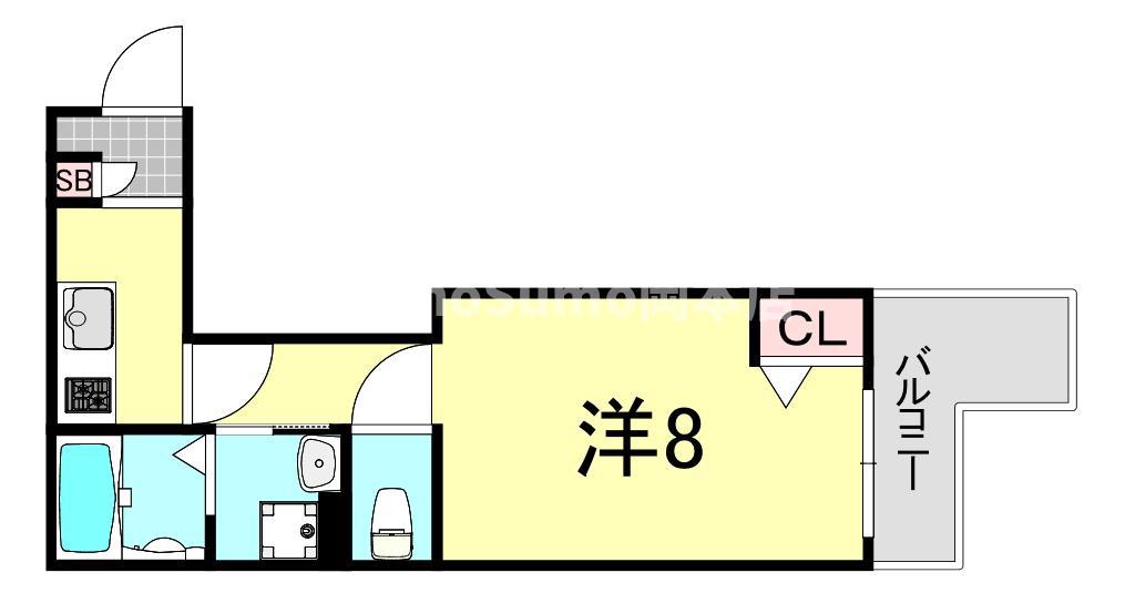 ALEGRIA芦屋西(1K/2階)の間取り写真