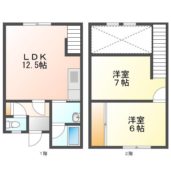 スカイアート B(2LDK/1階)の間取り写真