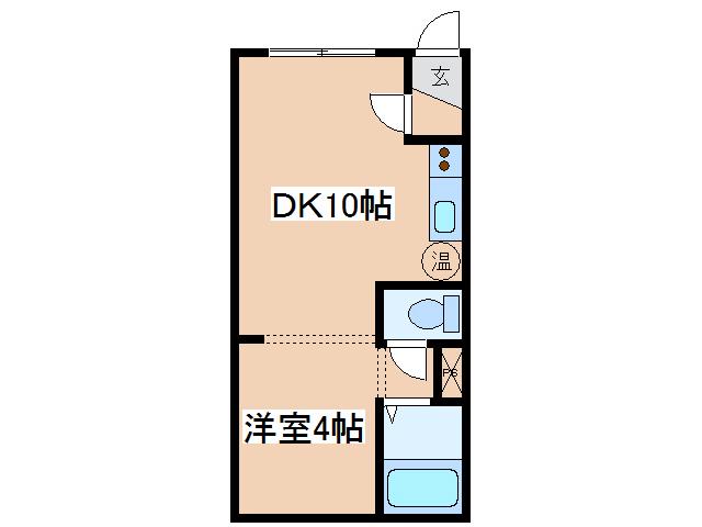 パークサイド貴(1DK/1階)の間取り写真