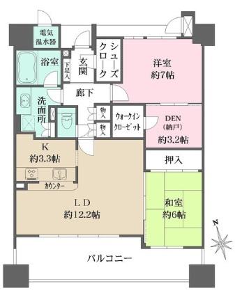 上町台アーバンライフ(2SLDK/3階)の間取り写真