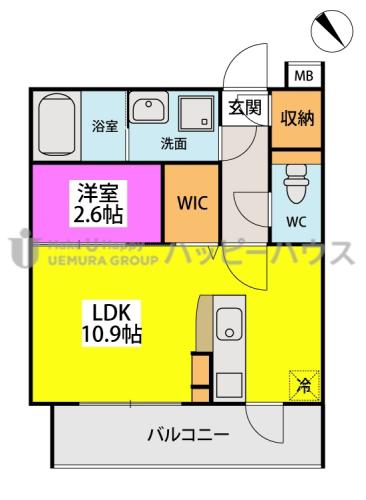 ルーベンス ローザ II(1LDK/2階)の間取り写真