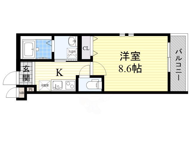フジパレス我孫子前駅西2番館(1K/2階)の間取り写真