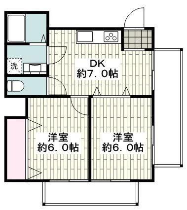 パインツリー港南台(2DK/1階)の間取り写真