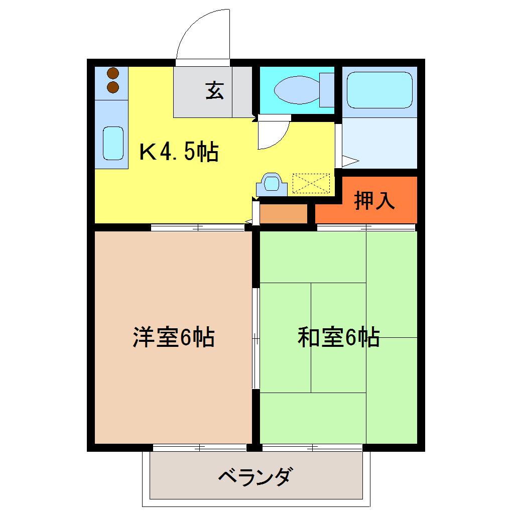 コーポ360(2K/2階)の間取り写真