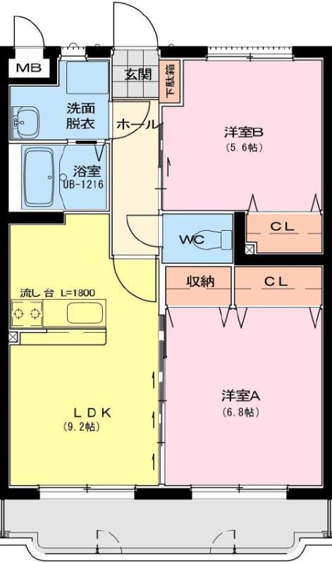 フォルビート(2LDK/3階)の間取り写真