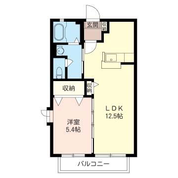 メゾン・フルール(1LDK/1階)の間取り写真