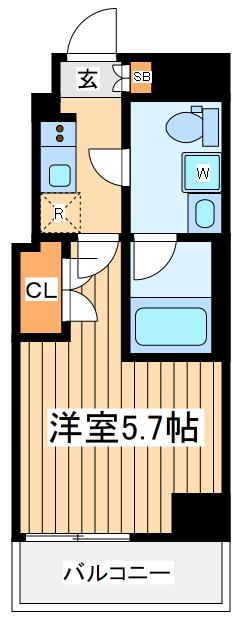 プレール・ドゥーク川崎Ⅲ(1K/6階)の間取り写真