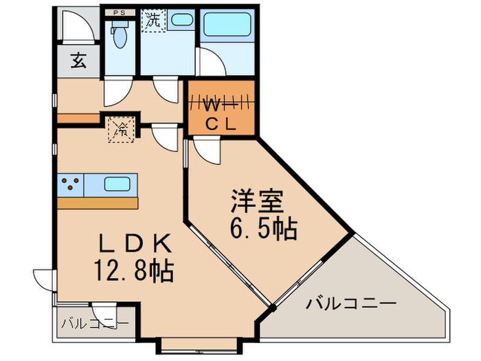 21′DE 南平台(1LDK/2階)の間取り写真