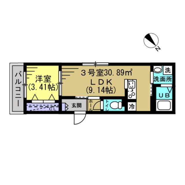 AJ馬橋V(1LDK/1階)の間取り写真