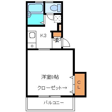 スピーリア(1K/2階)の間取り写真