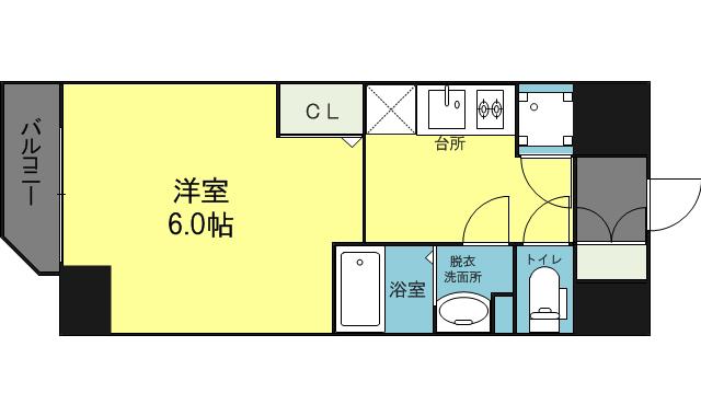 エスリード天王寺ブランシェ(1K/12階)の間取り写真