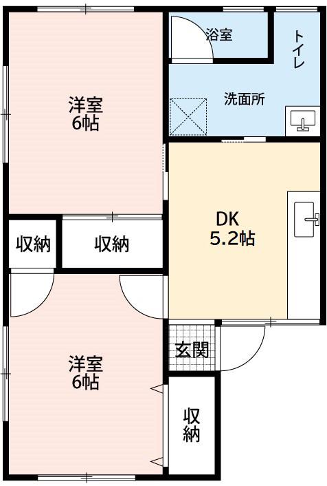 三陽荘(2DK/2階)の間取り写真