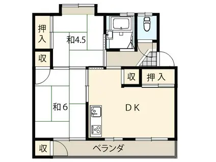 ニッコー(2DK/2階)の間取り写真