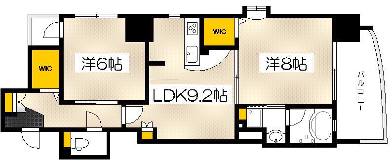 ヴィラ博丈(2LDK/3階)の間取り写真