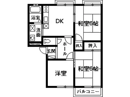 コンフォート宿根B(3DK/1階)の間取り写真