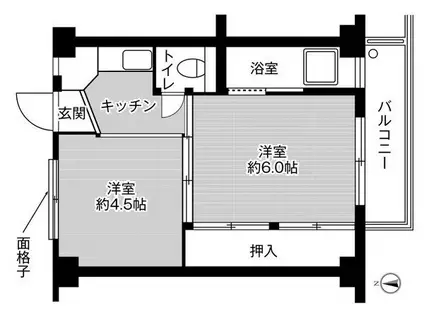ビレッジハウス平田2号棟(2K/4階)の間取り写真