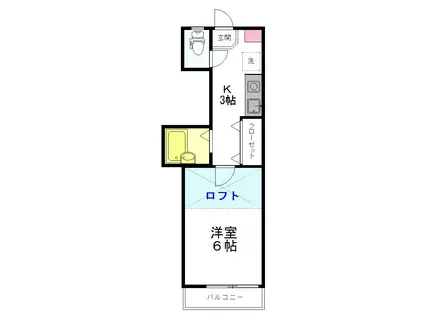 サンアローズ新田西(1K/2階)の間取り写真