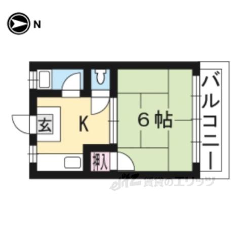 コーポ草津(1DK/2階)の間取り写真