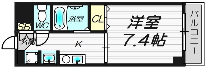 P-ウエスト(1K/5階)の間取り写真