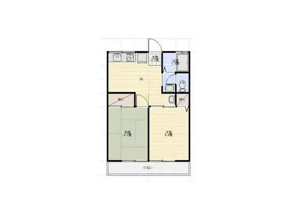 フロイデンハイムB(2DK/2階)の間取り写真