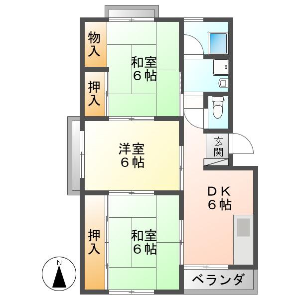 須賀第2ビル(3DK/4階)の間取り写真