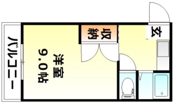 リトルハイム花尻 58番館(1K/4階)の間取り写真