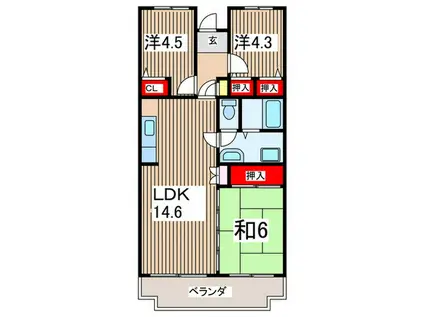 ミナミスクウェア(3LDK/5階)の間取り写真