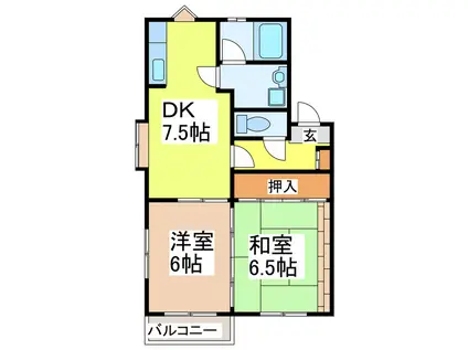 エクセレント田中東(2DK/1階)の間取り写真