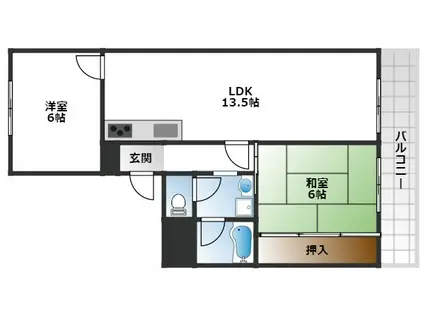 シャンボールメゾン曽根(2LDK/3階)の間取り写真