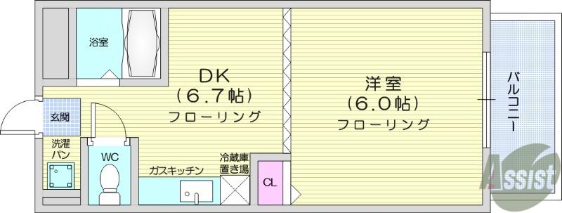 小松島アベニュー(1DK/2階)の間取り写真