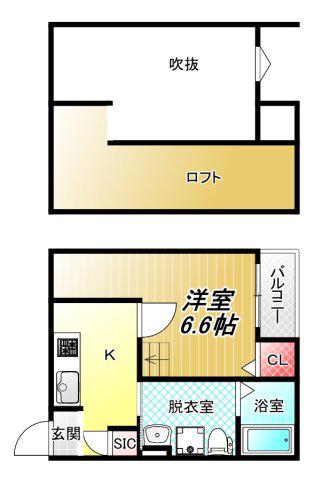 クレセントコート(1K/1階)の間取り写真