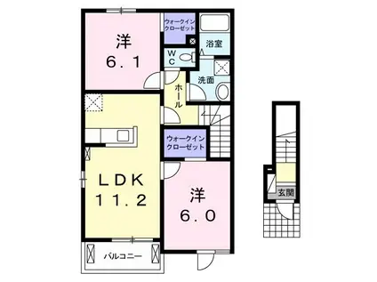 エーエンジェル(2LDK/2階)の間取り写真