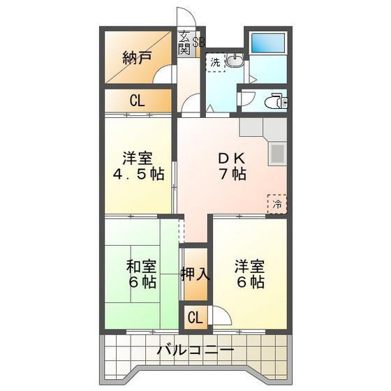 ロイヤルメゾンHAMADA(3DK/6階)の間取り写真