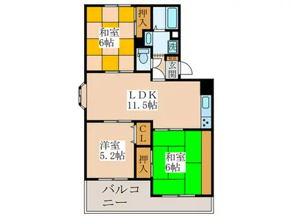 ハイツK&KII(3LDK/3階)の間取り写真